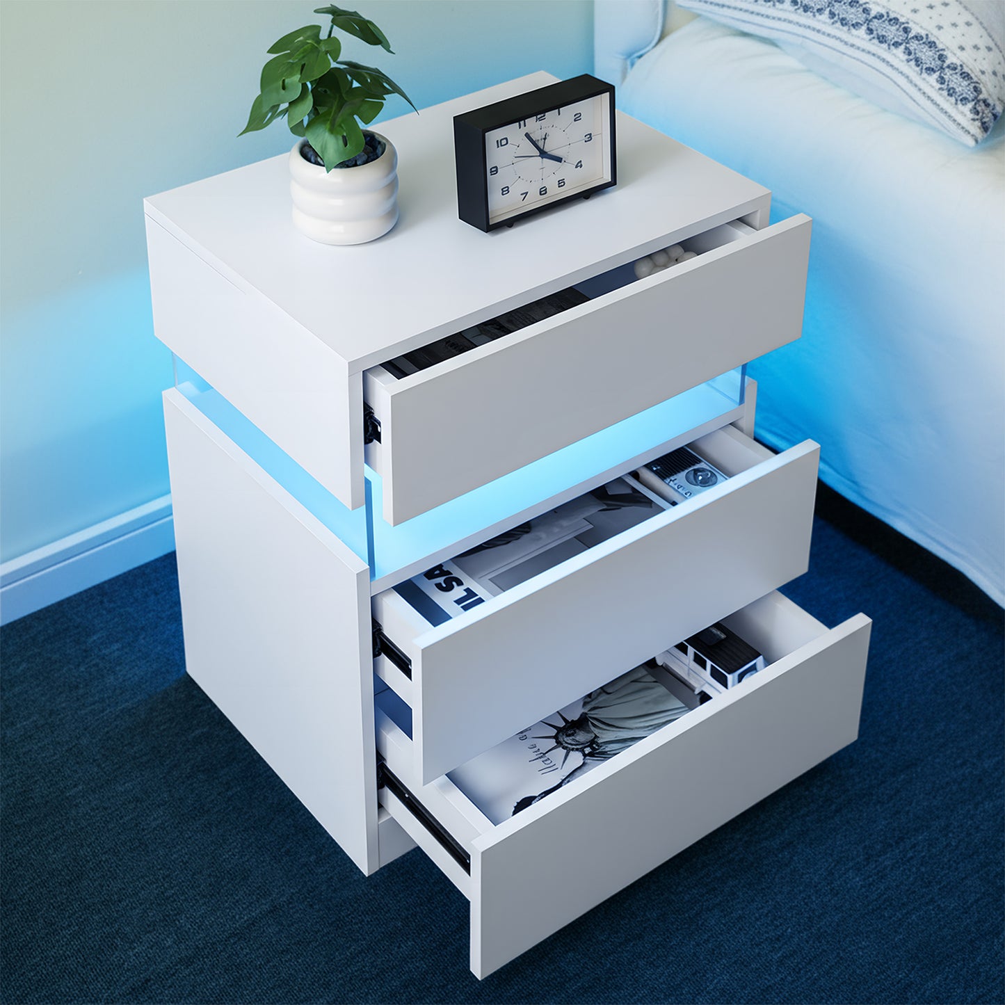 Aeostr LED Nightstands 3-Drawer