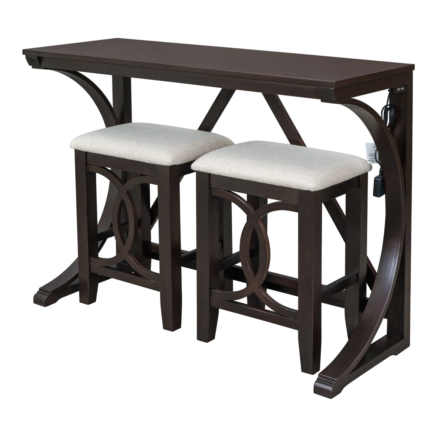 Elorte 3-Piece Dining Table Set With USB Port