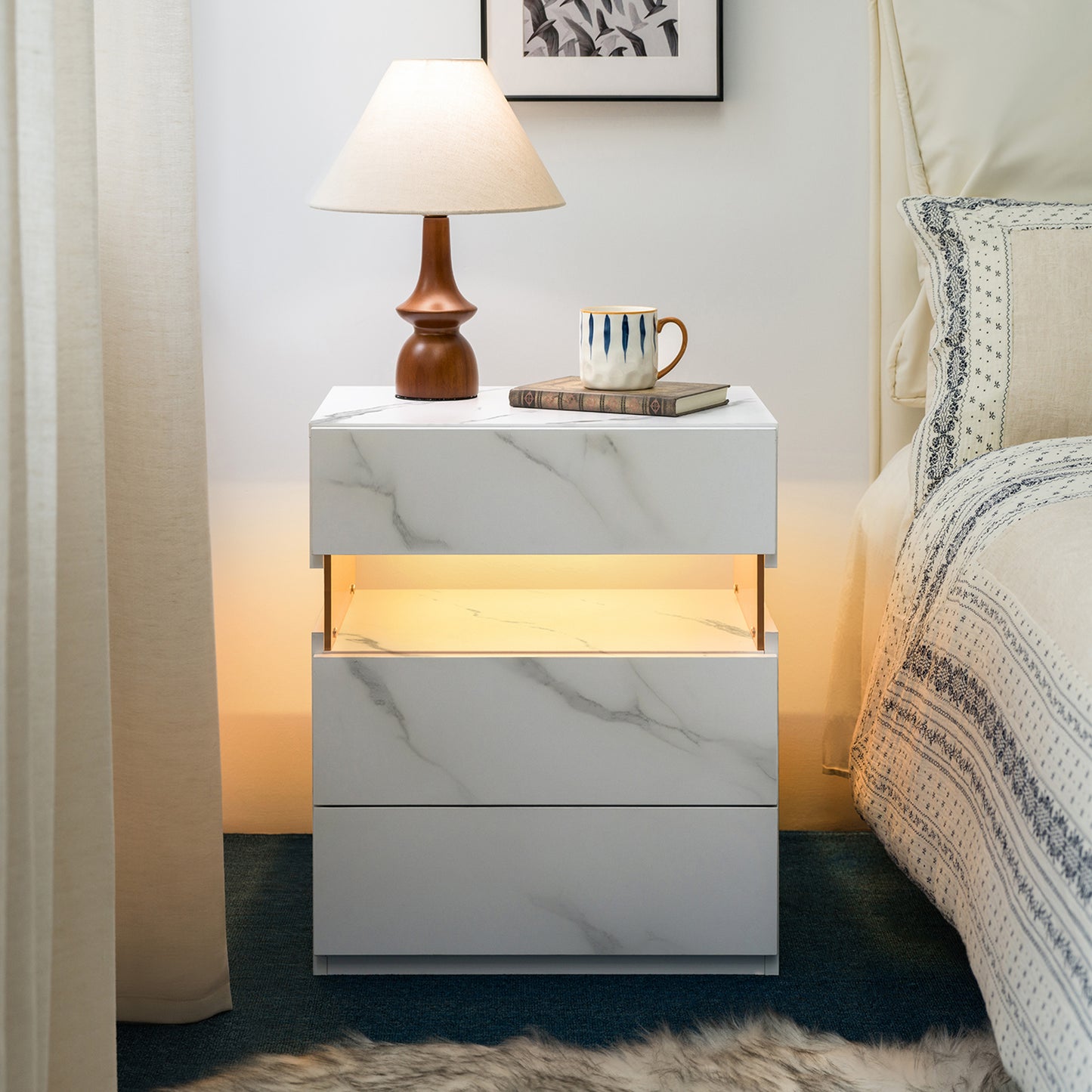 Aeostr LED Nightstands 3-Drawer