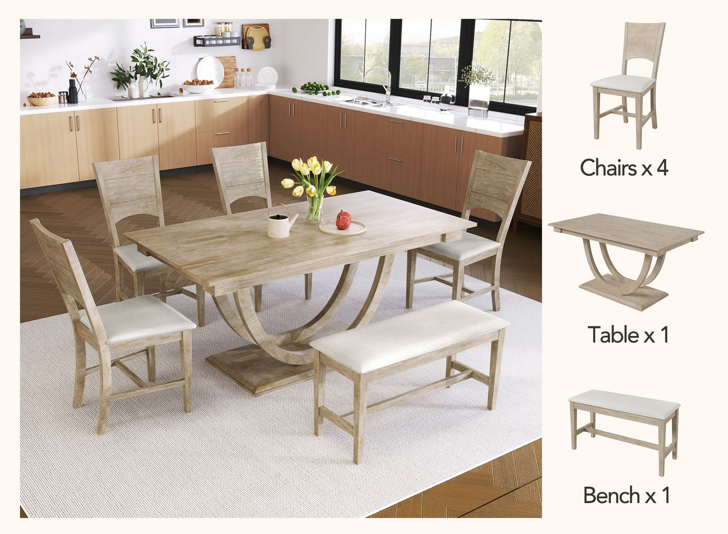 Bupeti 6-Piece Dining Table Set
