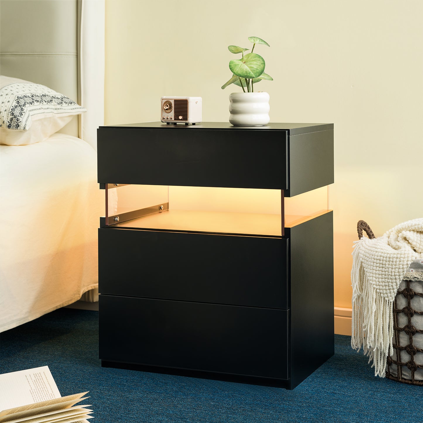 Aeostr LED Nightstands 3-Drawer