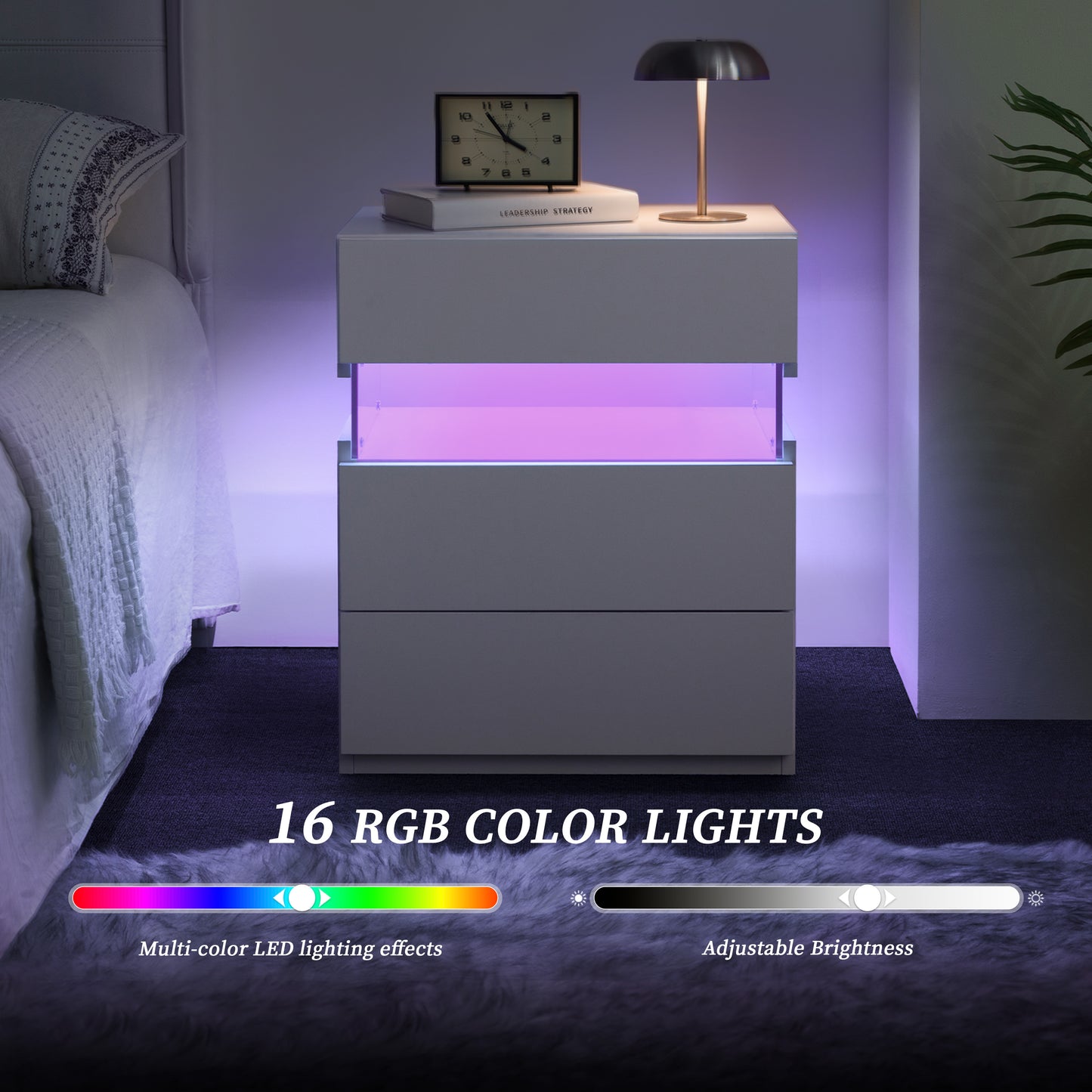 Aeostr LED Nightstands 3-Drawer