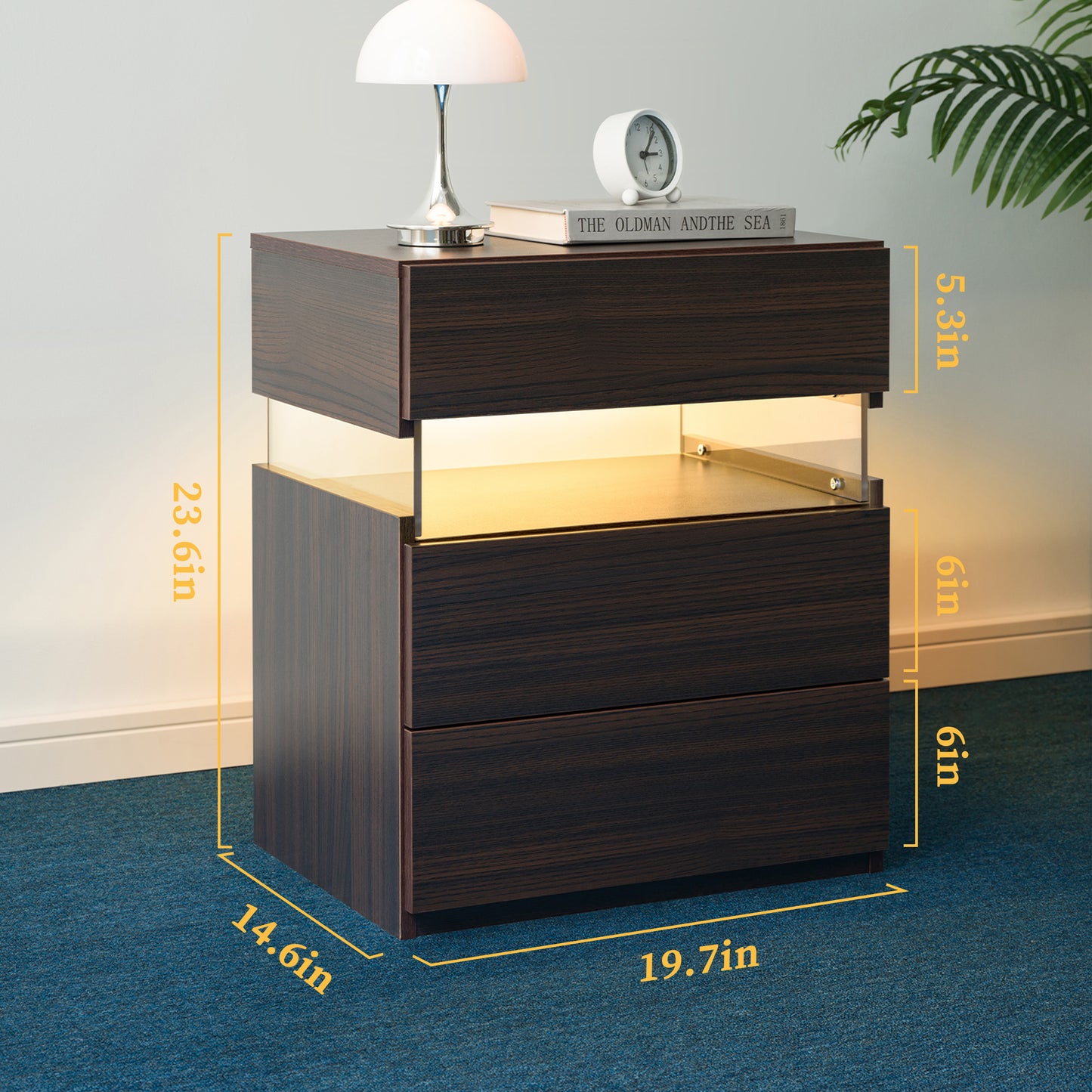 Aeostr LED Nightstands 3-Drawer