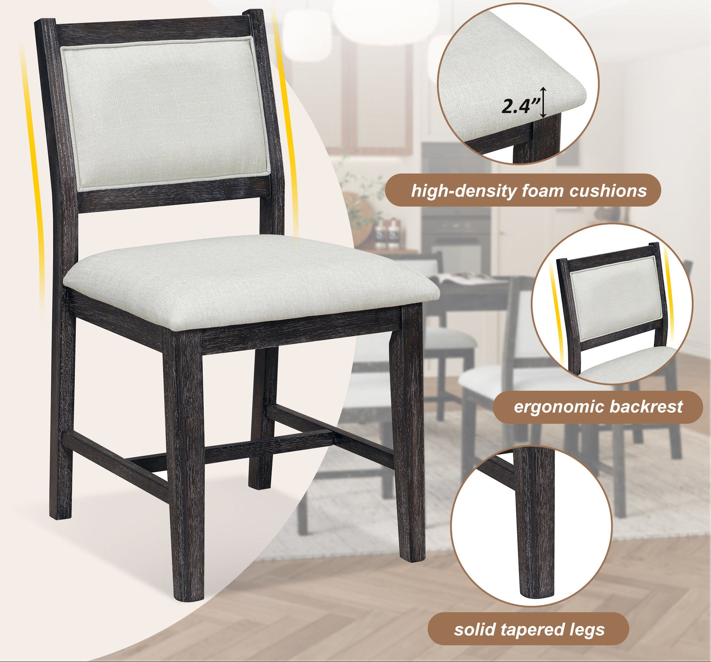 Dorate 7-Piece Retro Dining Table Set
