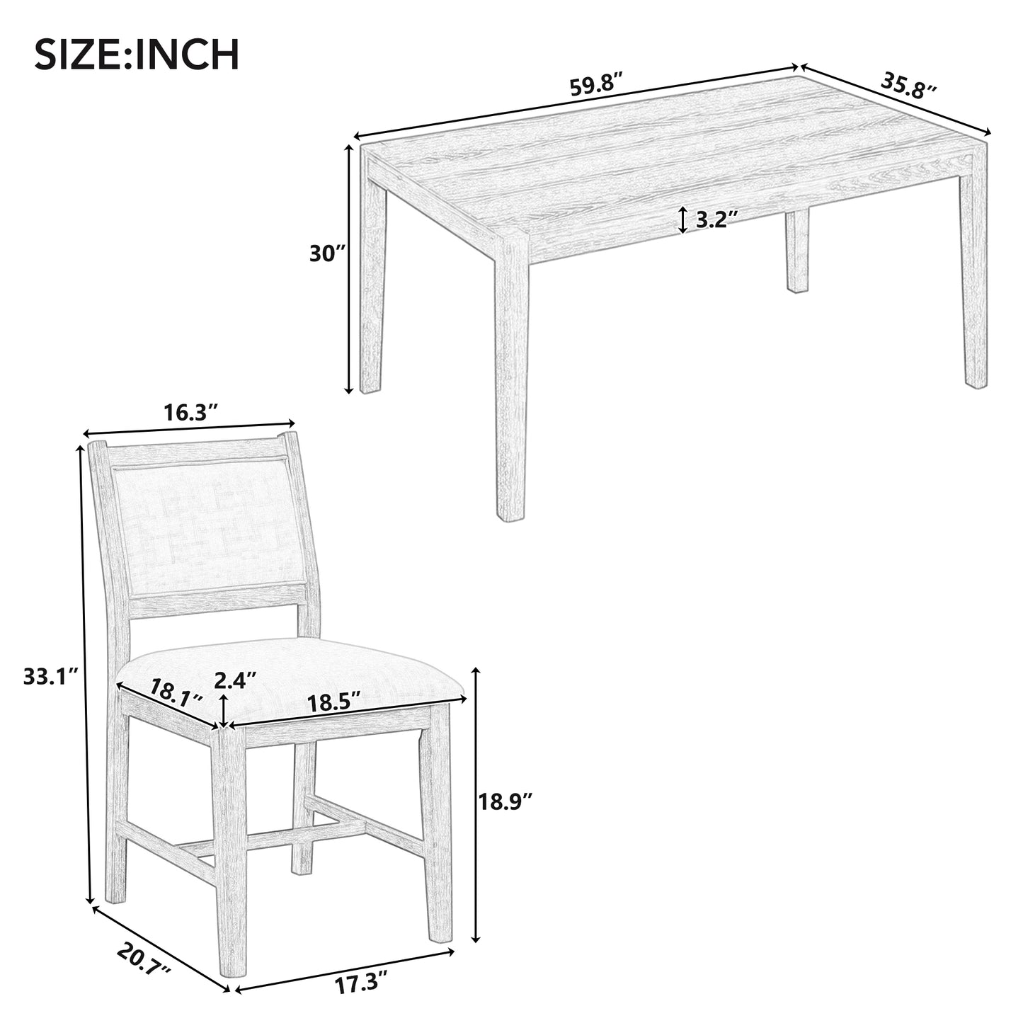 Dorate 7-Piece Retro Dining Table Set