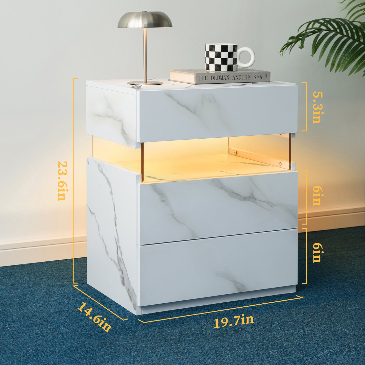 Aeostr LED Nightstands 3-Drawer