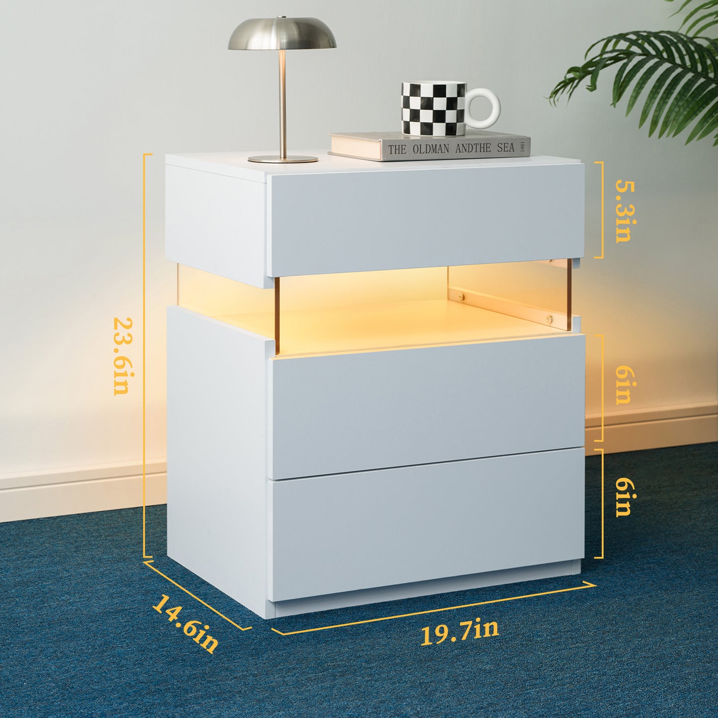 Aeostr LED Nightstand 3-Drawer