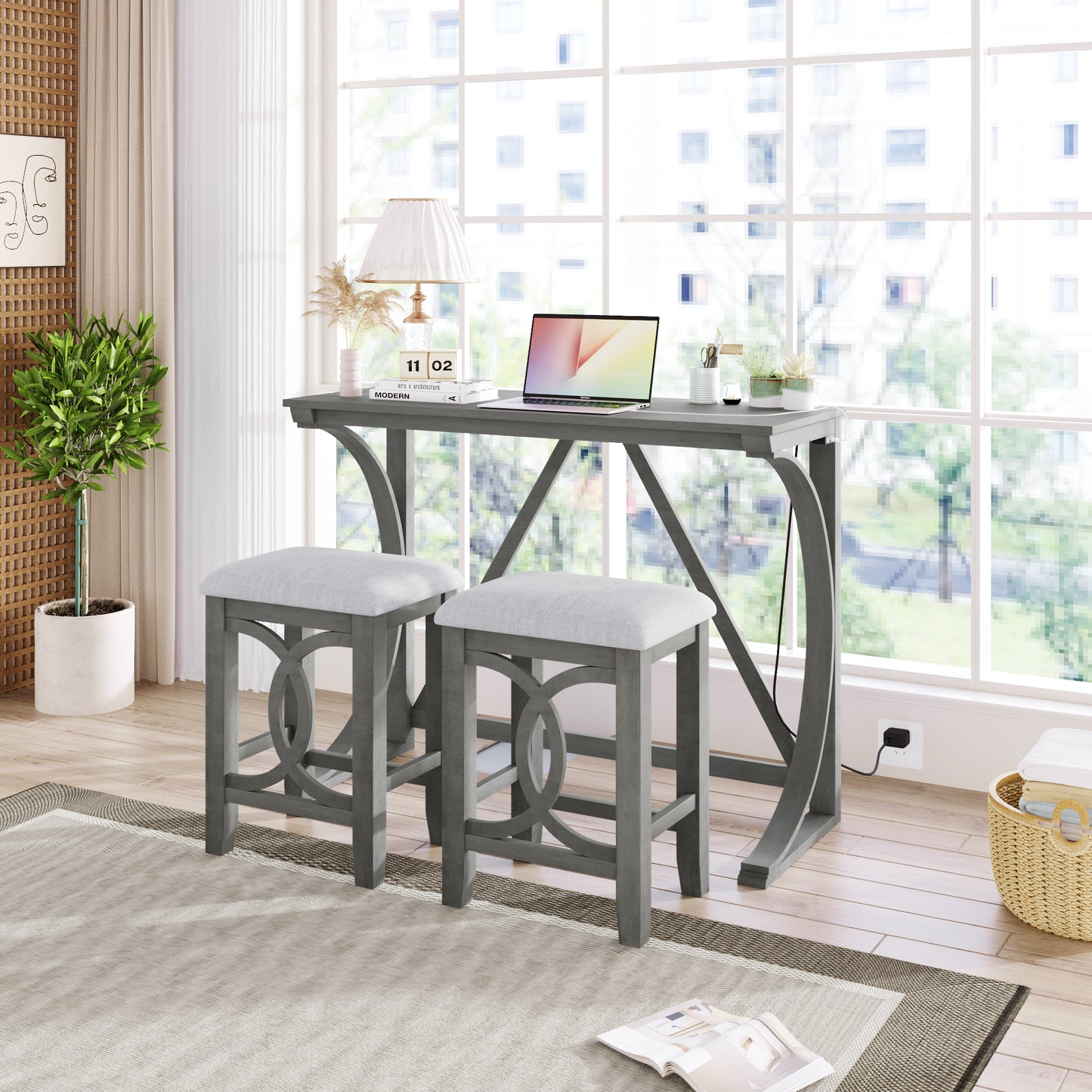 Elorte 3-Piece Dining Table Set With USB Port