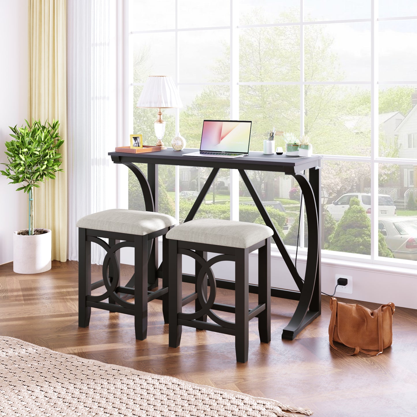 Elorte 3-Piece Dining Table Set With USB Port
