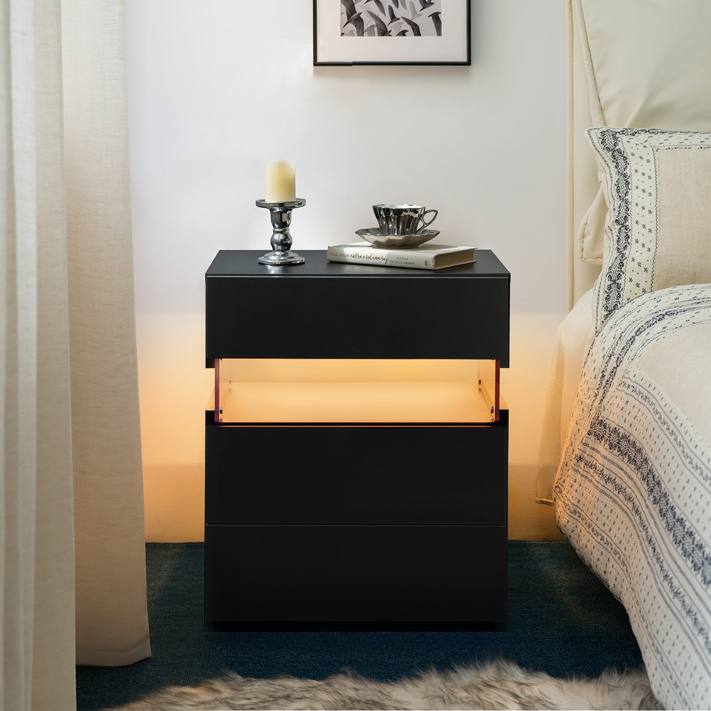 Aeostr LED Nightstands 3-Drawer