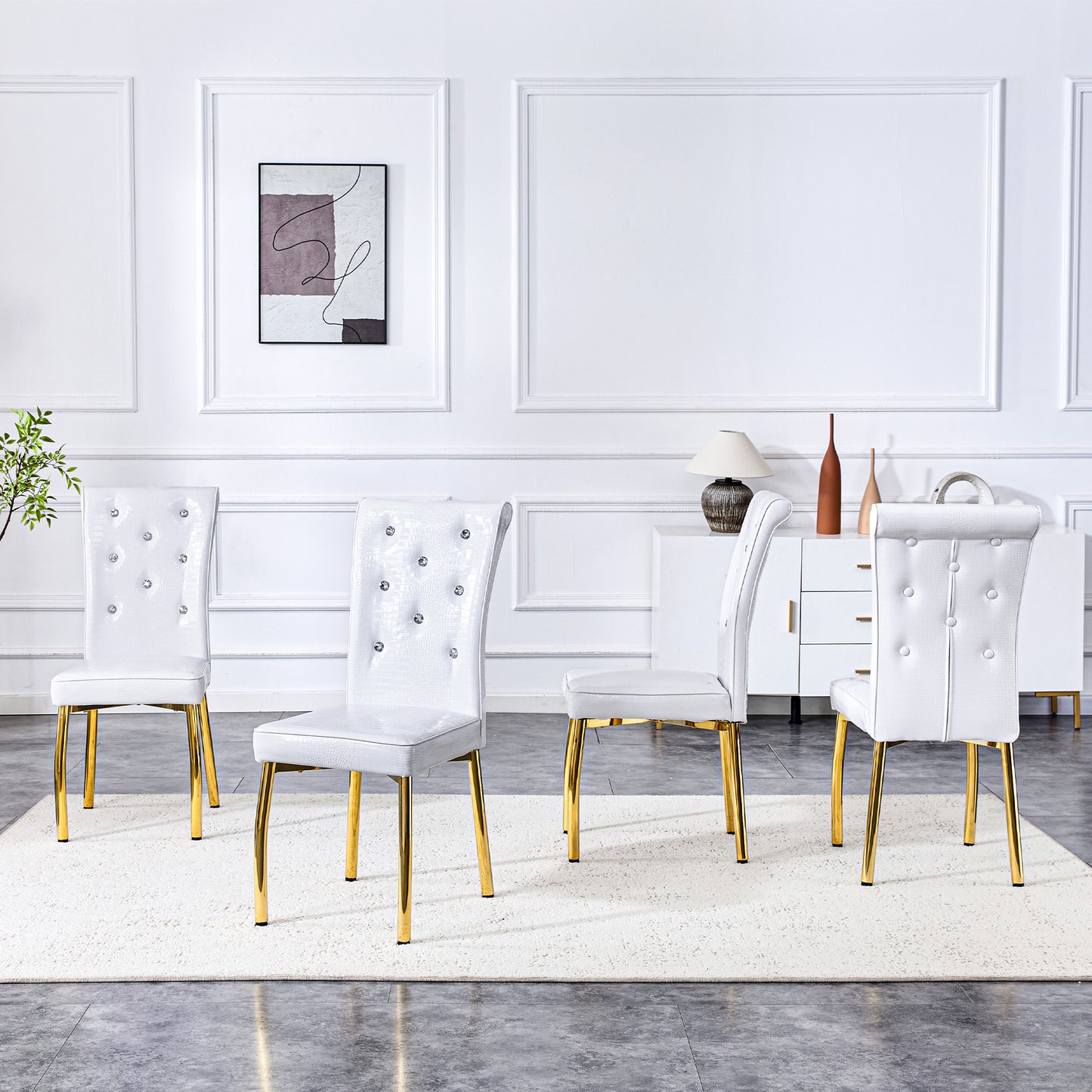 Gimien Alligator Leather Dining Chairs (4)