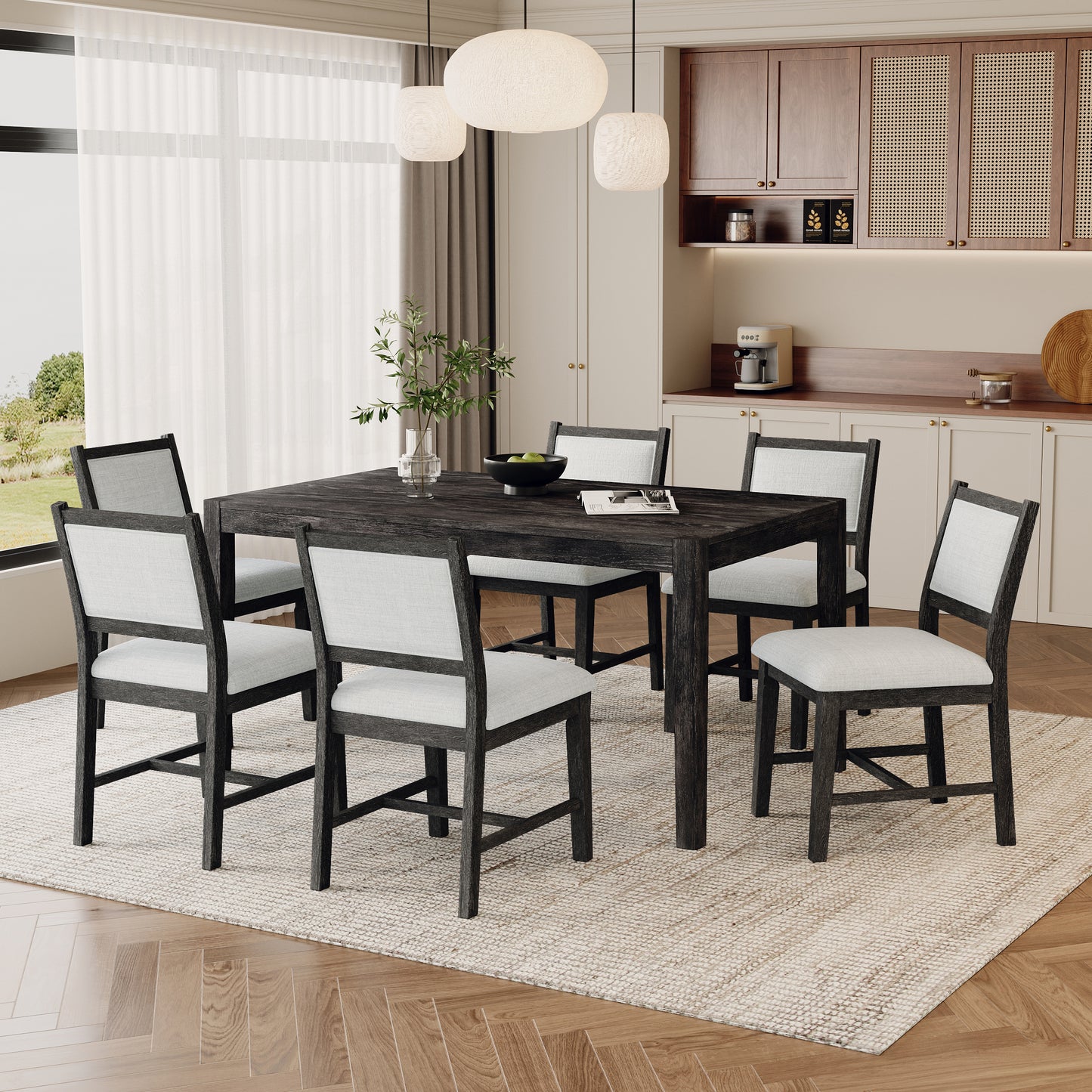 Dorate 7-Piece Retro Dining Table Set