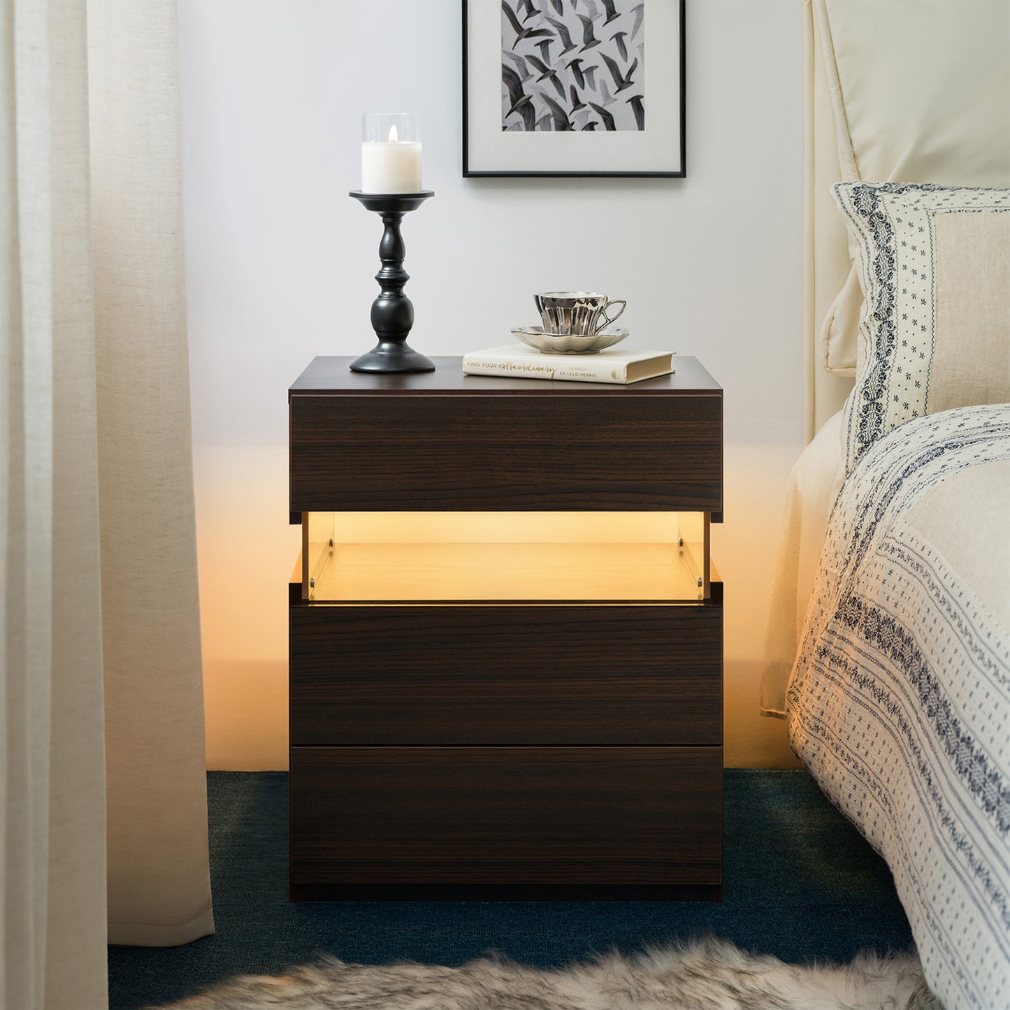 Aeostr LED Nightstands 3-Drawer