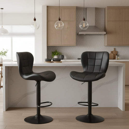 Ensinm Leather Bar Stool Set (2)