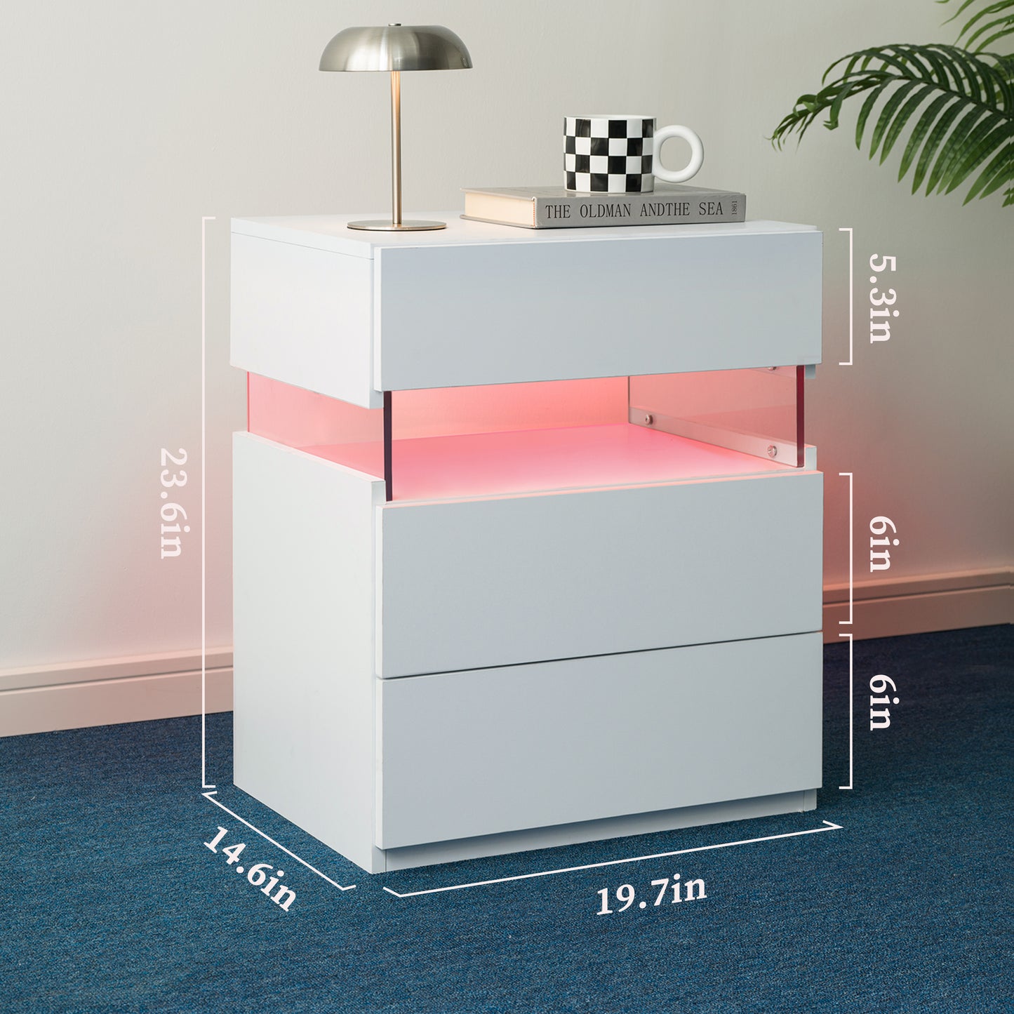 Aeostr LED Nightstands 3-Drawer